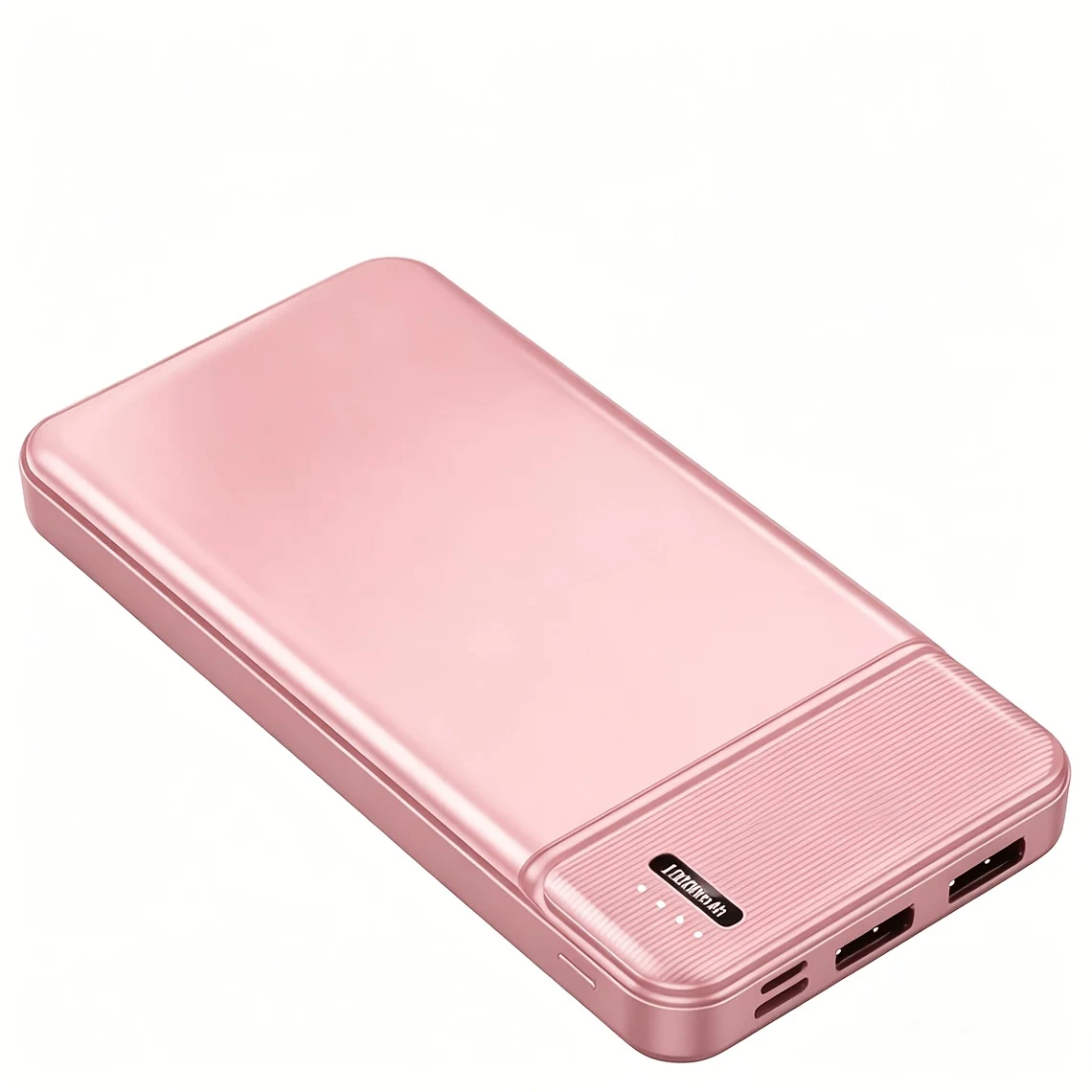 Pink 10,000mAh power bank with multiple charging ports